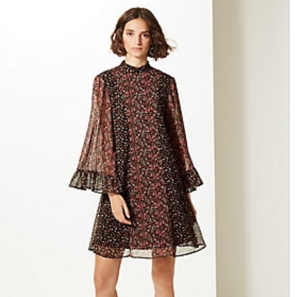M&S bell sleeve floral dress Size 10